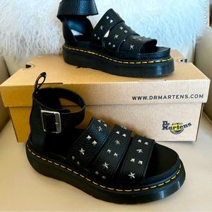 Dr. Martens Clarissa II Quad Black Studded Milled Nappa Leather Sandals US 9